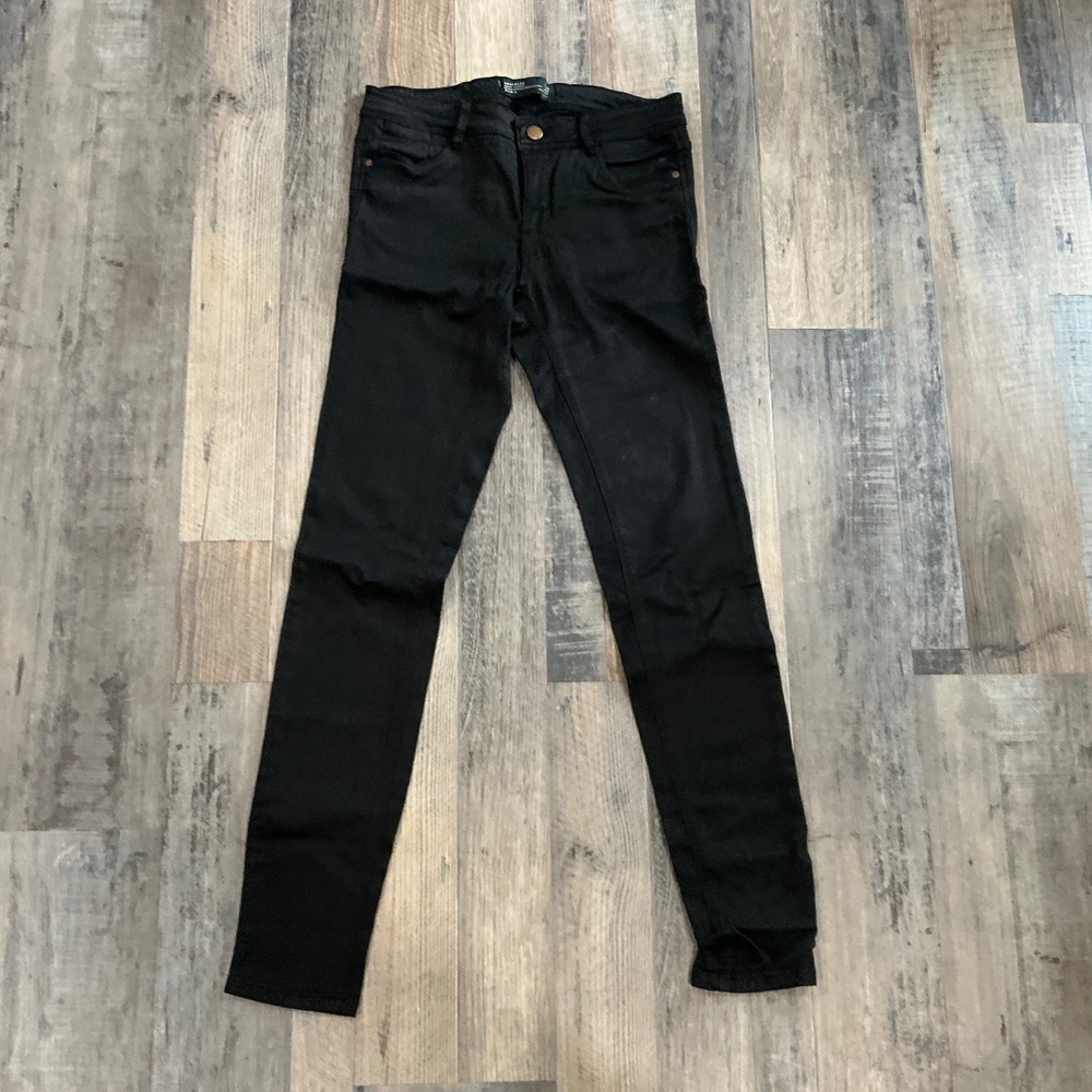 Zara Trafaluc Denim Makers Black Skinny‎ Jeans Size 28 Low Mid Rise Tapered Leg